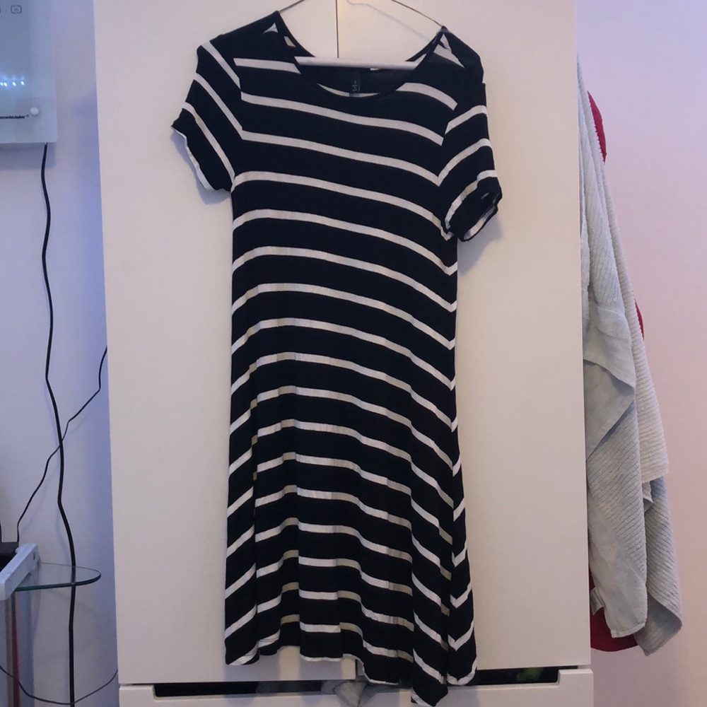 Black and white striped t shirt dress